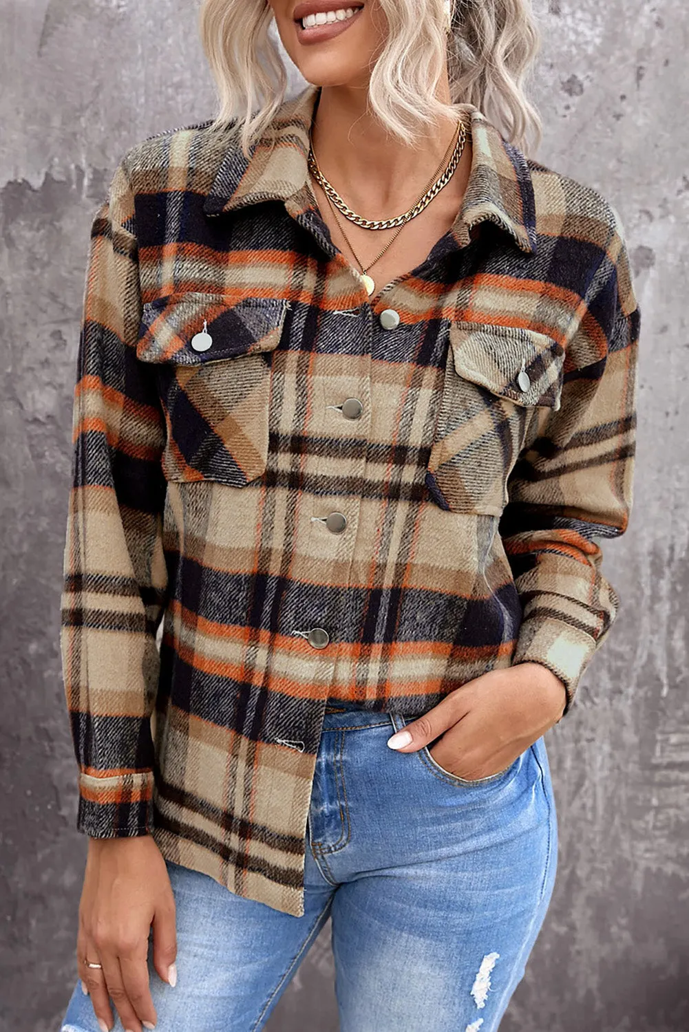 Multicolor Plaid Casual Button Up Flannel Shacket