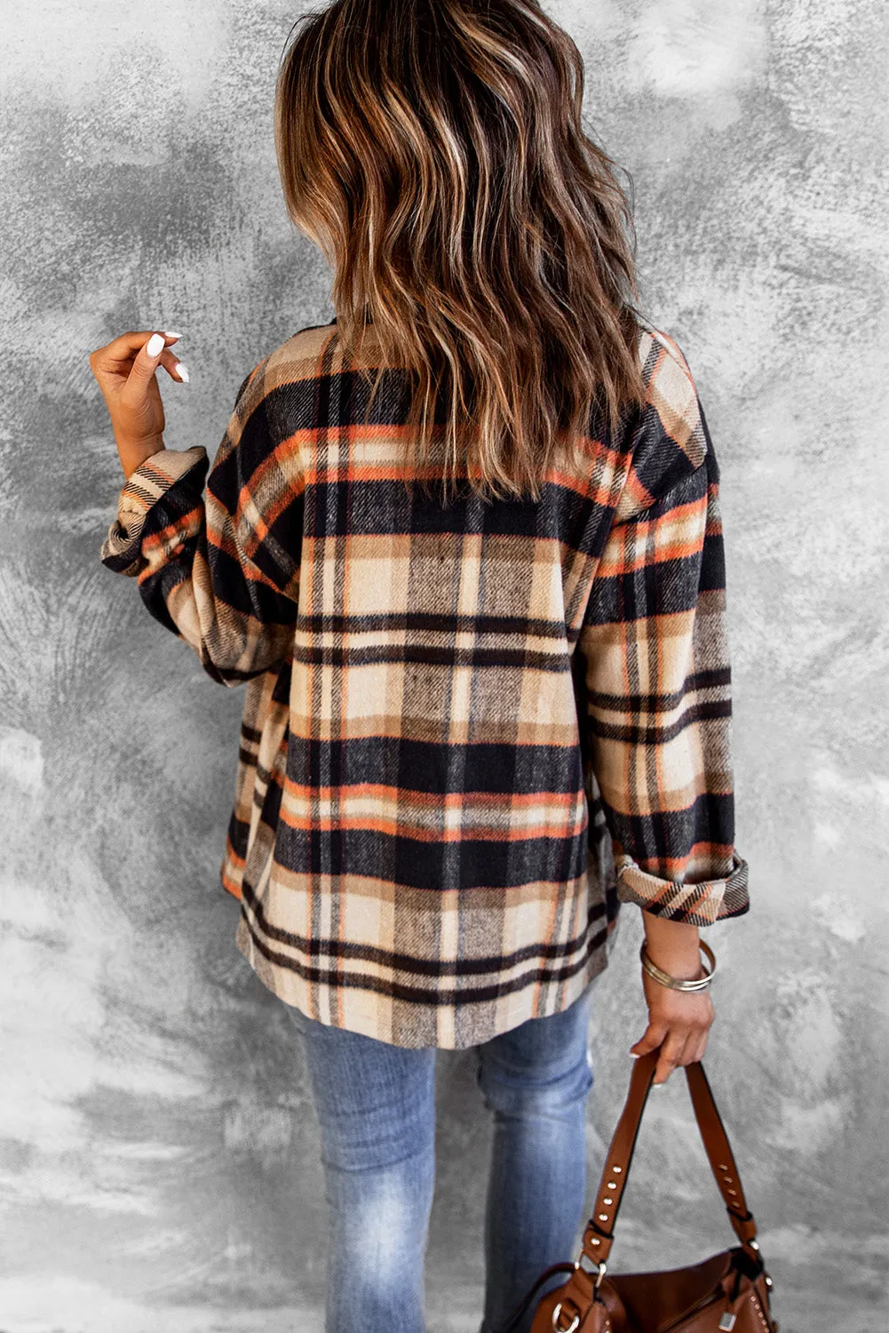 Multicolor Plaid Casual Button Up Flannel Shacket