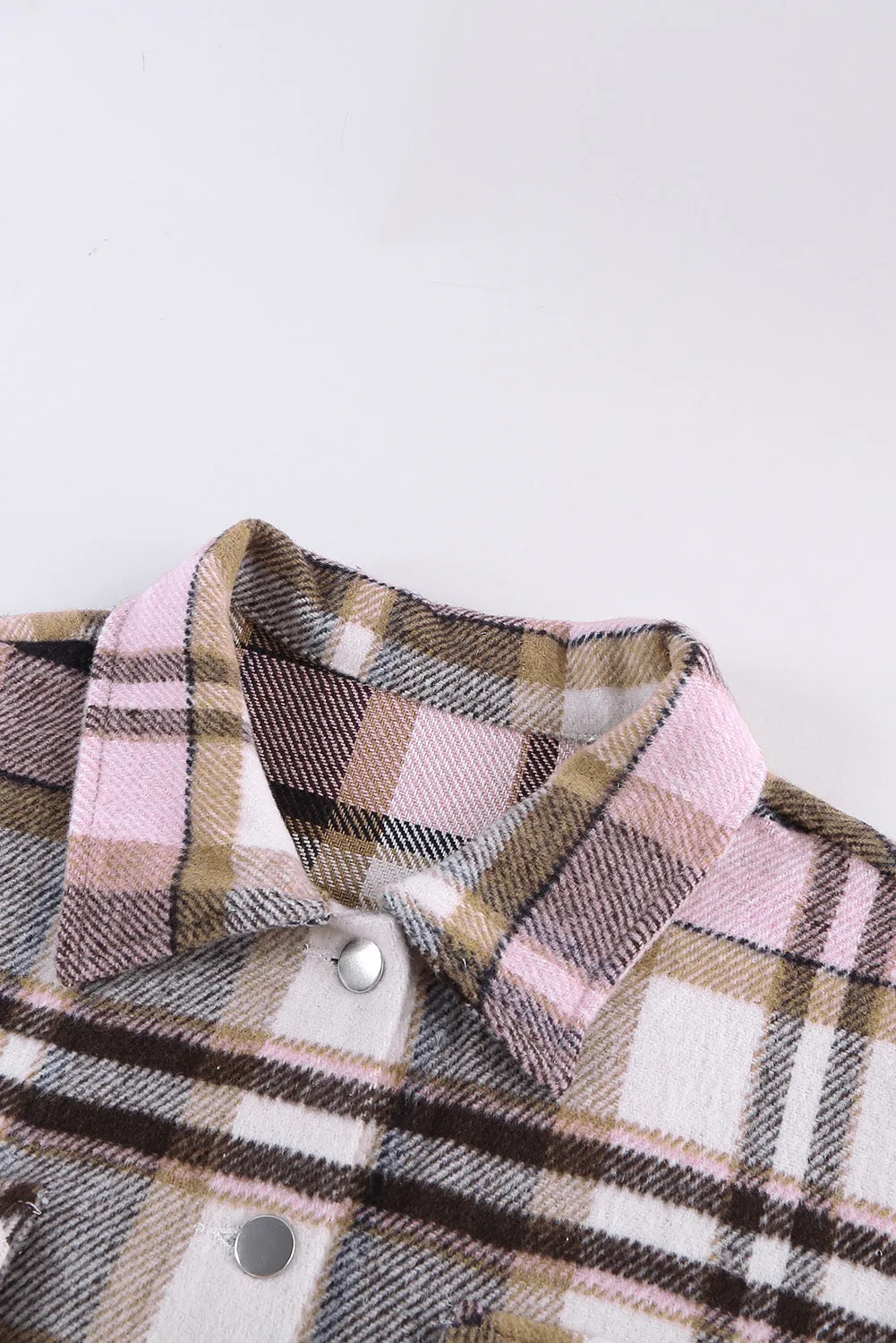 Multicolor Plaid Casual Button Up Flannel Shacket