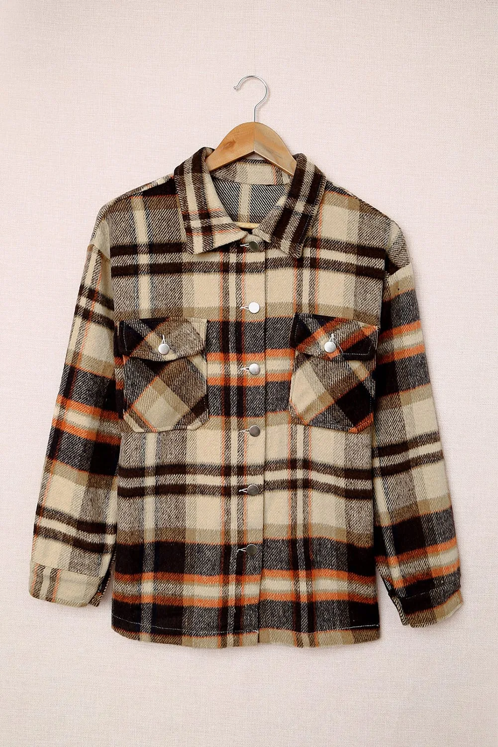 Multicolor Plaid Casual Button Up Flannel Shacket