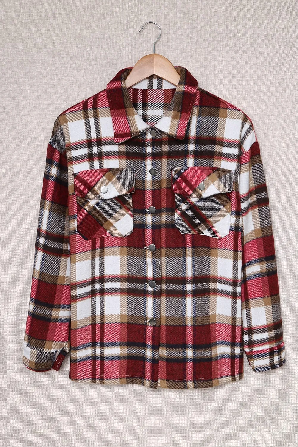 Multicolor Plaid Casual Button Up Flannel Shacket