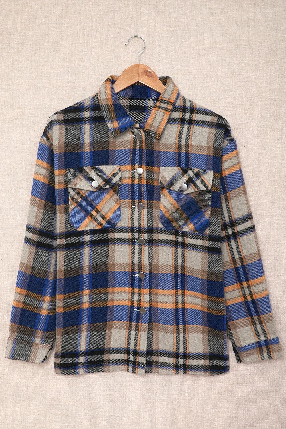 Multicolor Plaid Casual Button Up Flannel Shacket