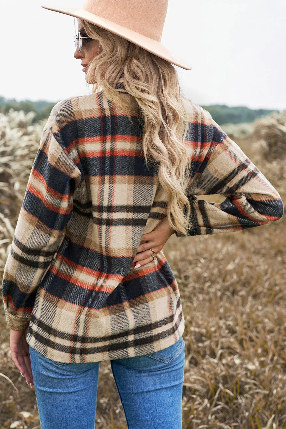 Multicolor Plaid Casual Button Up Flannel Shacket