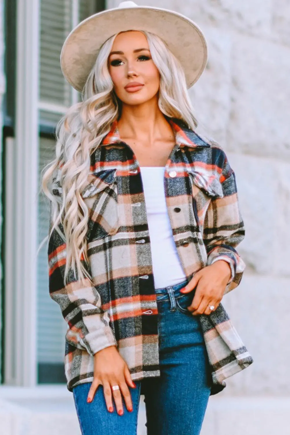 Multicolor Plaid Casual Button Up Flannel Shacket