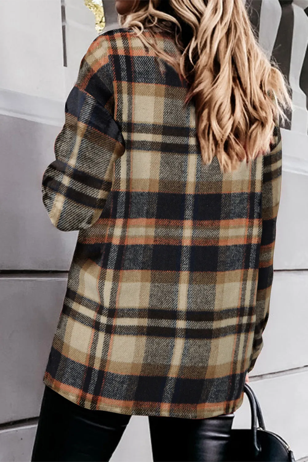 Multicolor Plaid Casual Button Up Flannel Shacket