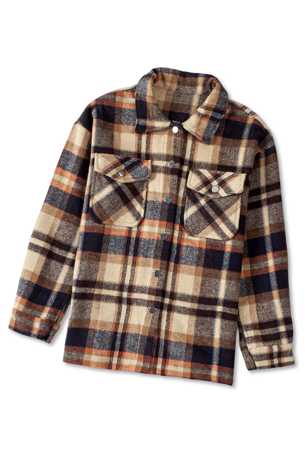 Multicolor Plaid Casual Button Up Flannel Shacket