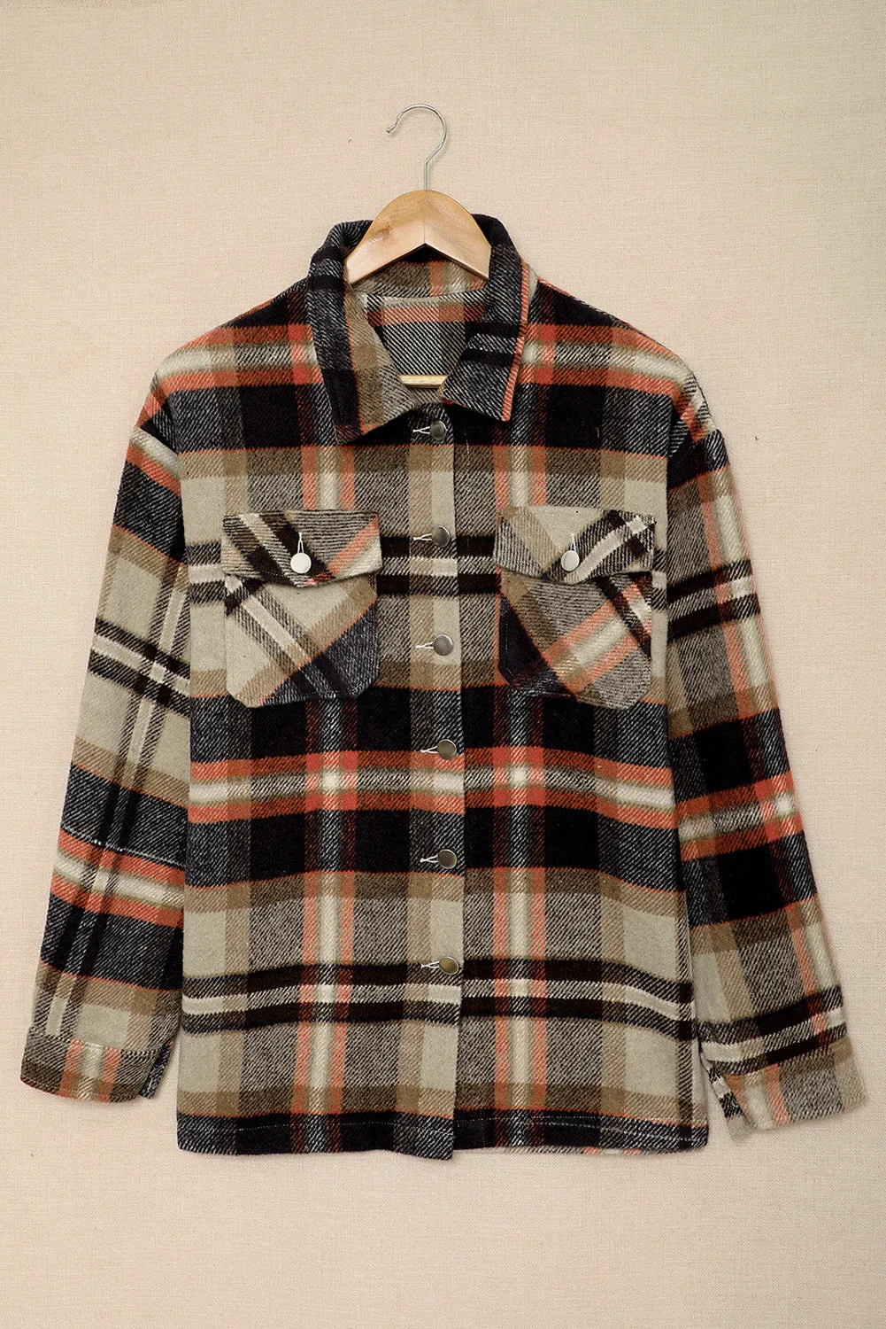 Multicolor Plaid Casual Button Up Flannel Shacket