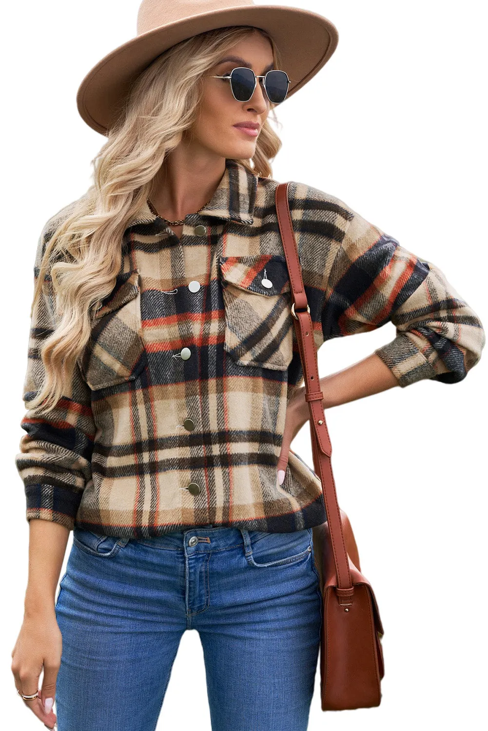 Multicolor Plaid Casual Button Up Flannel Shacket