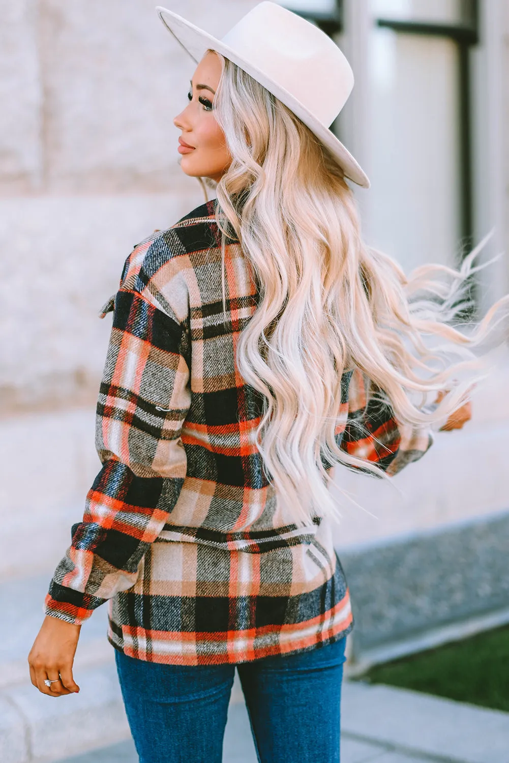 Multicolor Plaid Casual Button Up Flannel Shacket