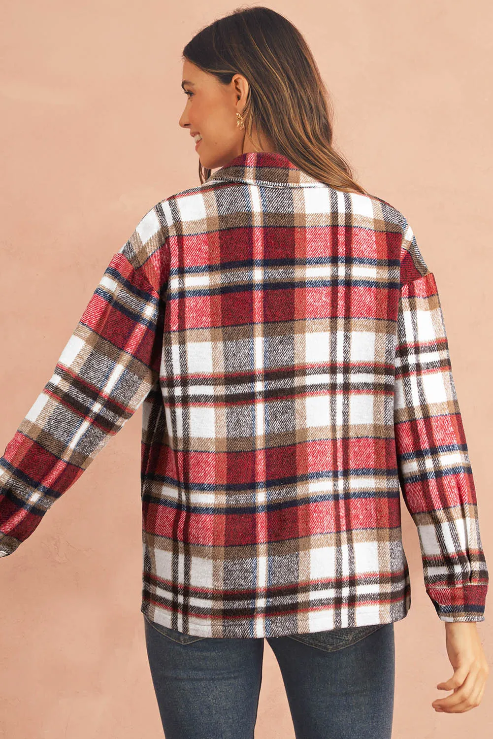 Multicolor Plaid Casual Button Up Flannel Shacket