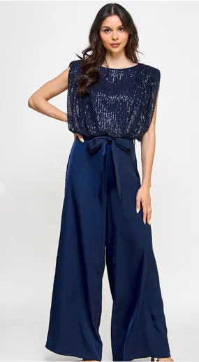 Navy Sequined Jumpsuit