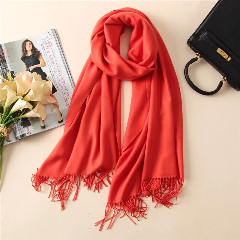 New 2021 Cashmere Scarf Winter Women Pashmina Shawls Warm Blanket Wraps Female Foulard Bandana Brand Thick Print Scarves