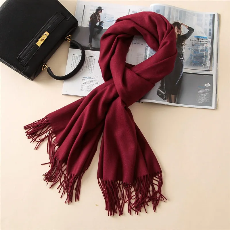 New 2021 Cashmere Scarf Winter Women Pashmina Shawls Warm Blanket Wraps Female Foulard Bandana Brand Thick Print Scarves