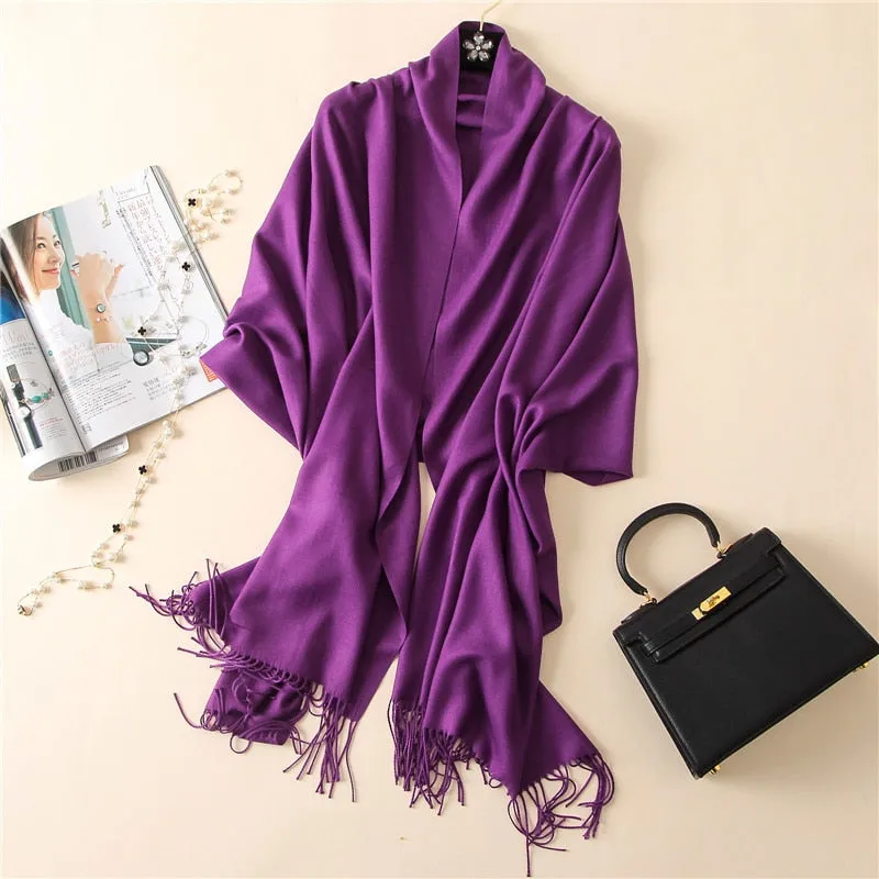 New 2021 Cashmere Scarf Winter Women Pashmina Shawls Warm Blanket Wraps Female Foulard Bandana Brand Thick Print Scarves