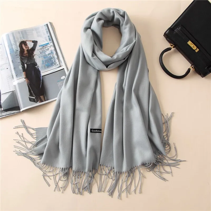 New 2021 Cashmere Scarf Winter Women Pashmina Shawls Warm Blanket Wraps Female Foulard Bandana Brand Thick Print Scarves