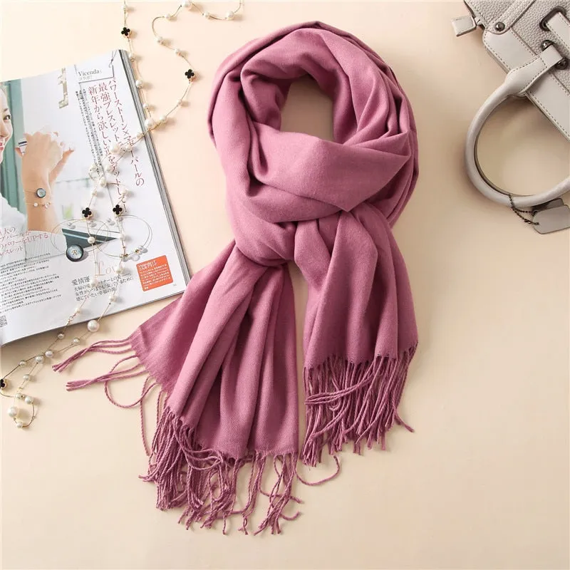 New 2021 Cashmere Scarf Winter Women Pashmina Shawls Warm Blanket Wraps Female Foulard Bandana Brand Thick Print Scarves