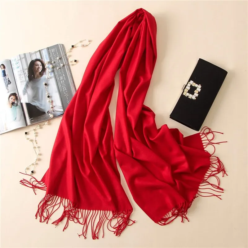 New 2021 Cashmere Scarf Winter Women Pashmina Shawls Warm Blanket Wraps Female Foulard Bandana Brand Thick Print Scarves