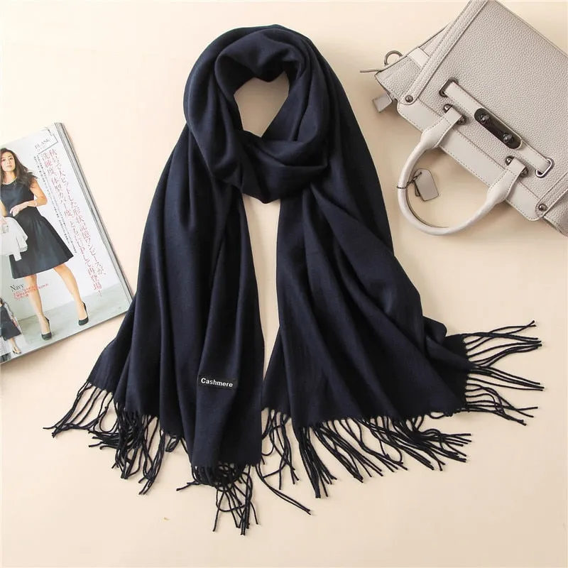 New 2021 Cashmere Scarf Winter Women Pashmina Shawls Warm Blanket Wraps Female Foulard Bandana Brand Thick Print Scarves