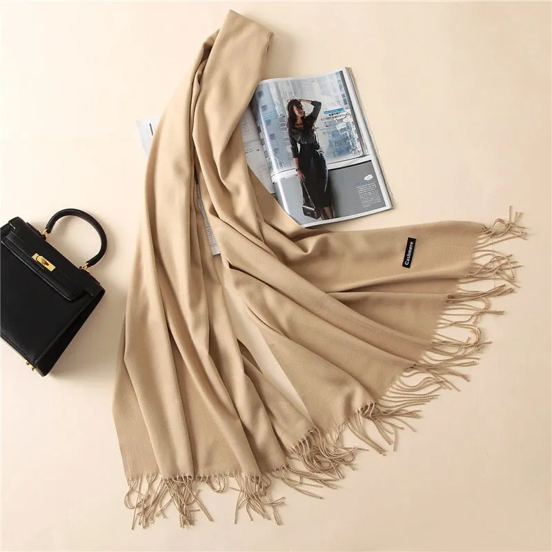 New 2021 Cashmere Scarf Winter Women Pashmina Shawls Warm Blanket Wraps Female Foulard Bandana Brand Thick Print Scarves