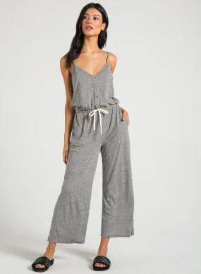 n:PHILANTHROPY - Selvedge Jumpsuit Shown in heather grey comes in Black Cat