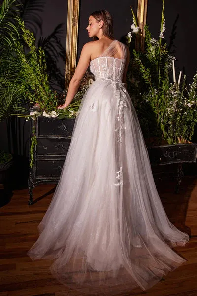 Off White One Shoulder A-Line Bridal Gown