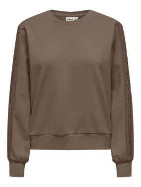 Onlholly L/s O-neck Lace Swt - Taupe