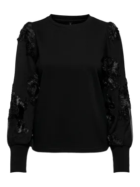 Onlrosanna L/s O-neck Mix Cs Swt - Zwart