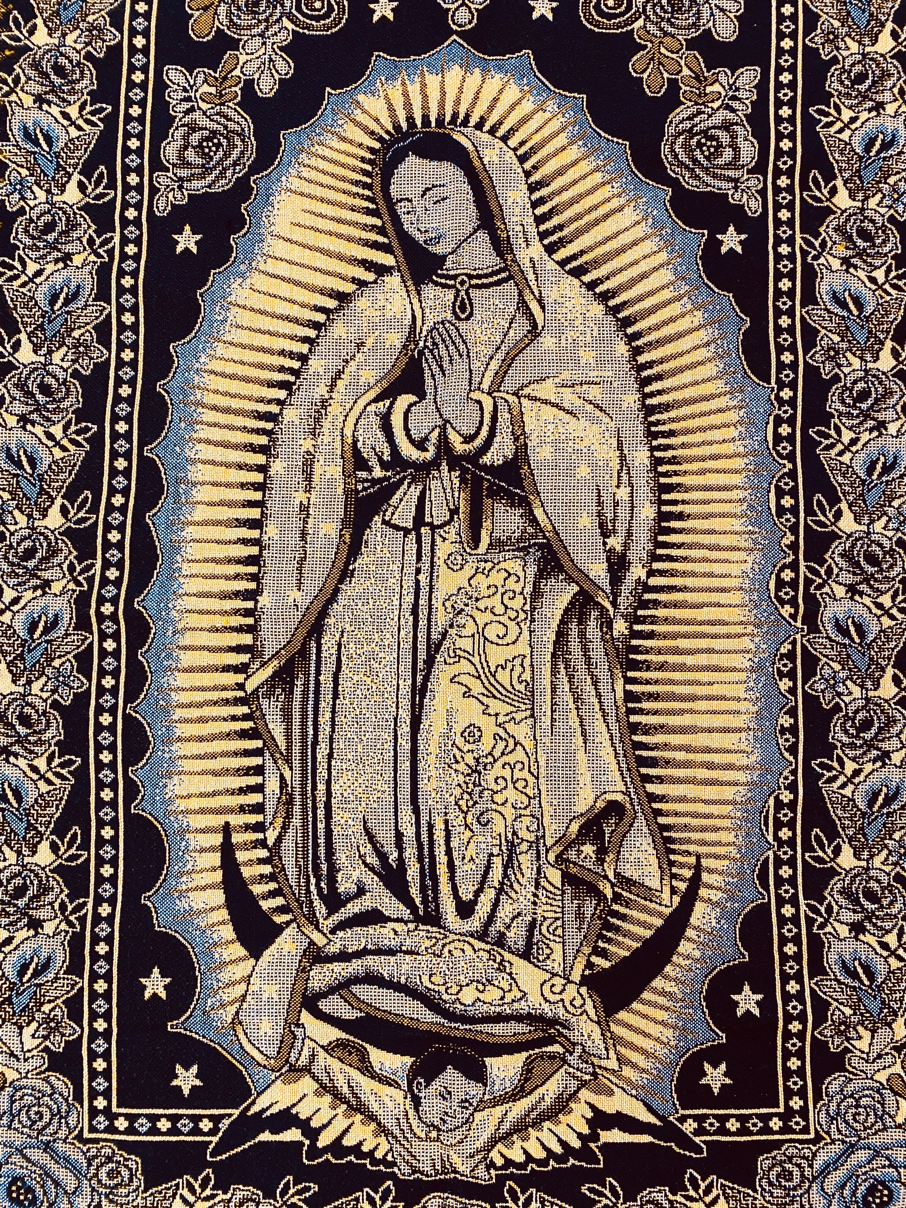 Our Lady of Guadalupe Baroque Shawl Yellow/Black