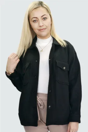 OVERSIZED PLAIN SHACKET- BLACK