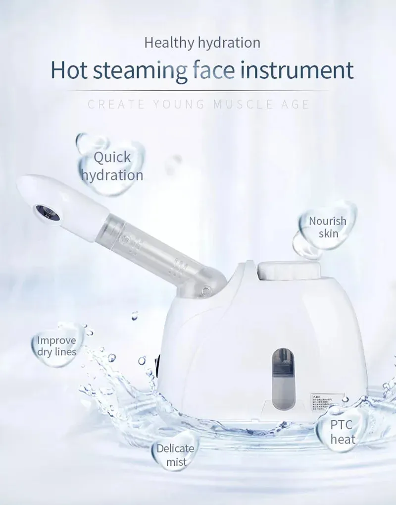 Ozone Facial Steamer Warm Mist Humidifier for Face Deep Cleaning Vaporizer Sprayer Salon Home Spa Skin Care Whitening