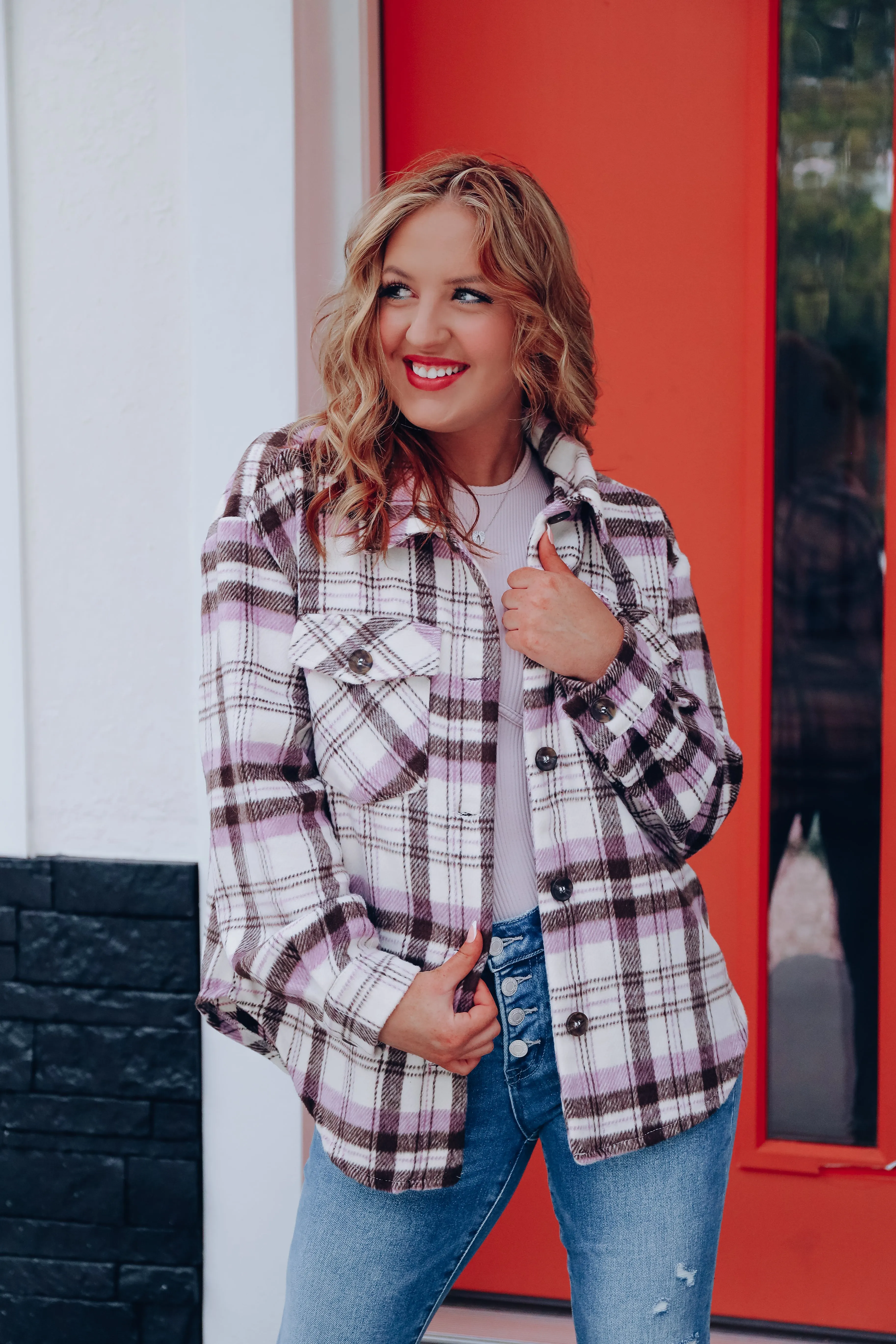 Parris Plaid Flannel Shacket - Purple