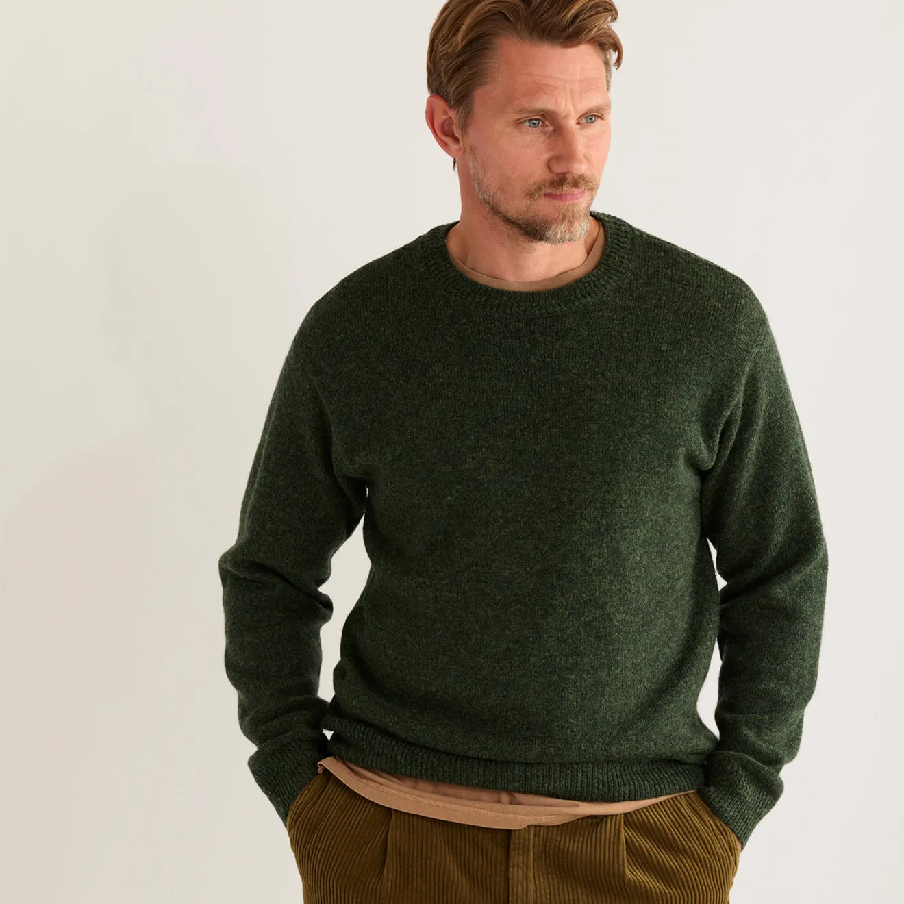 Pendleton Shetland Crew Sweater Dark Fir