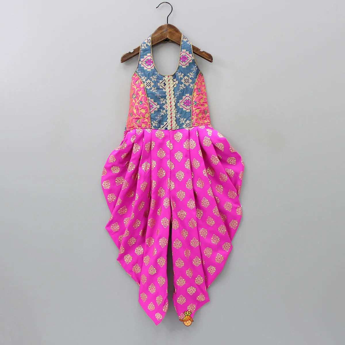 Pink Halterneck Dhoti Style Printed Jumpsuit