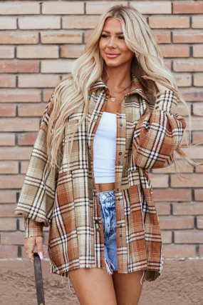 Plaid Colorblock Patchwork High Low Shacket