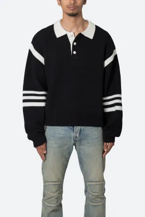 Polo Knit Sweater - Black/White