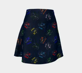 Polyglot Cycle Print Flare  Skirt