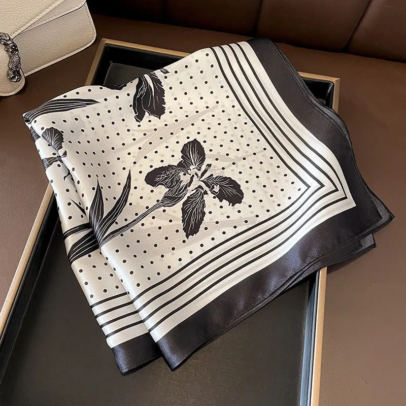 Pre Order:  Floral Contrast Print Silk Scarf