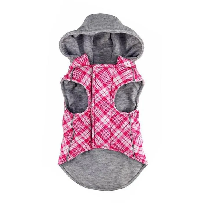 Quilted Dog Sweatshirt Hoodie Pink/White