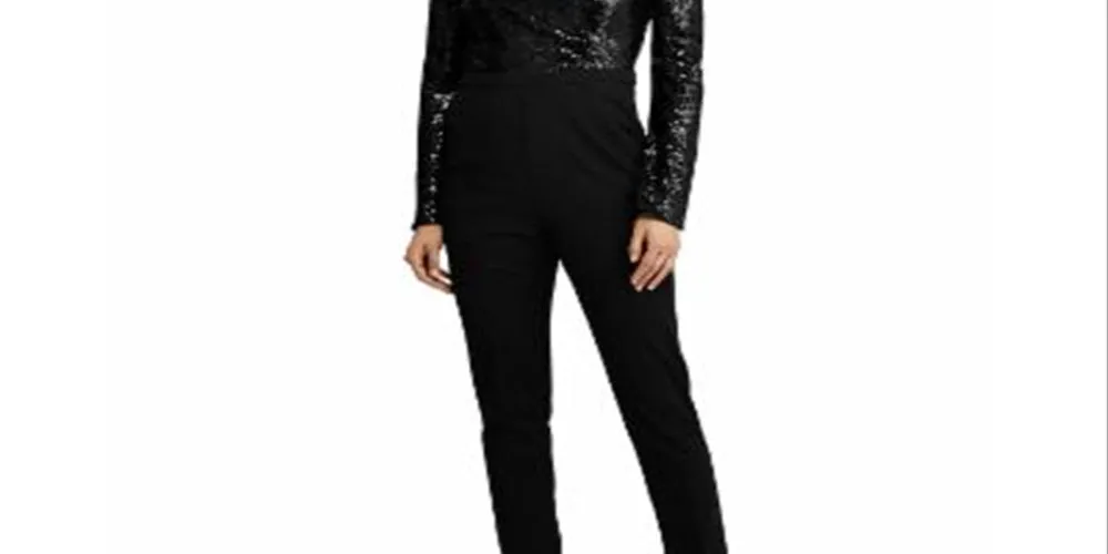 Ralph Lauren Women's Sequined Top Jumpsuit Black Size 14