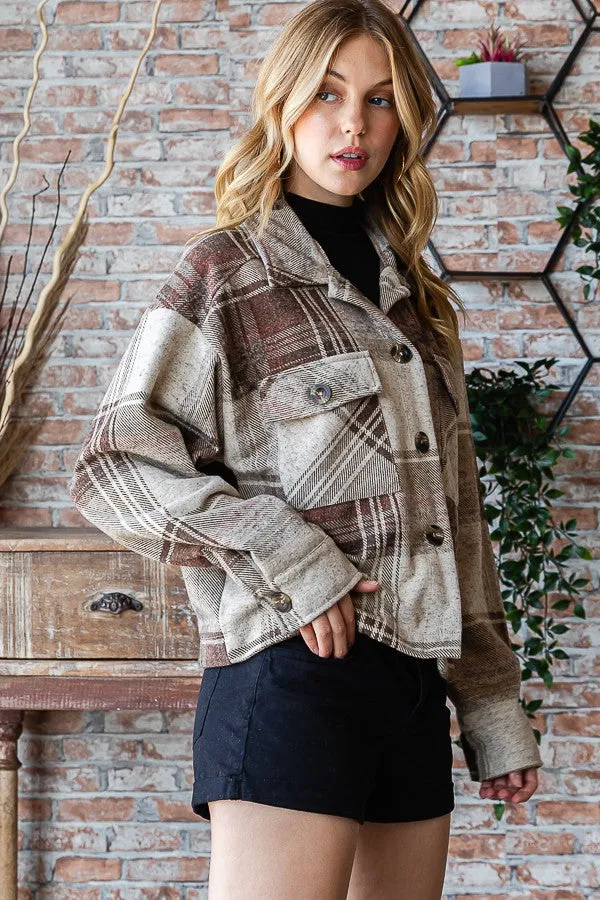 Reborn J Plaid Button Up Long Sleeve Shacket