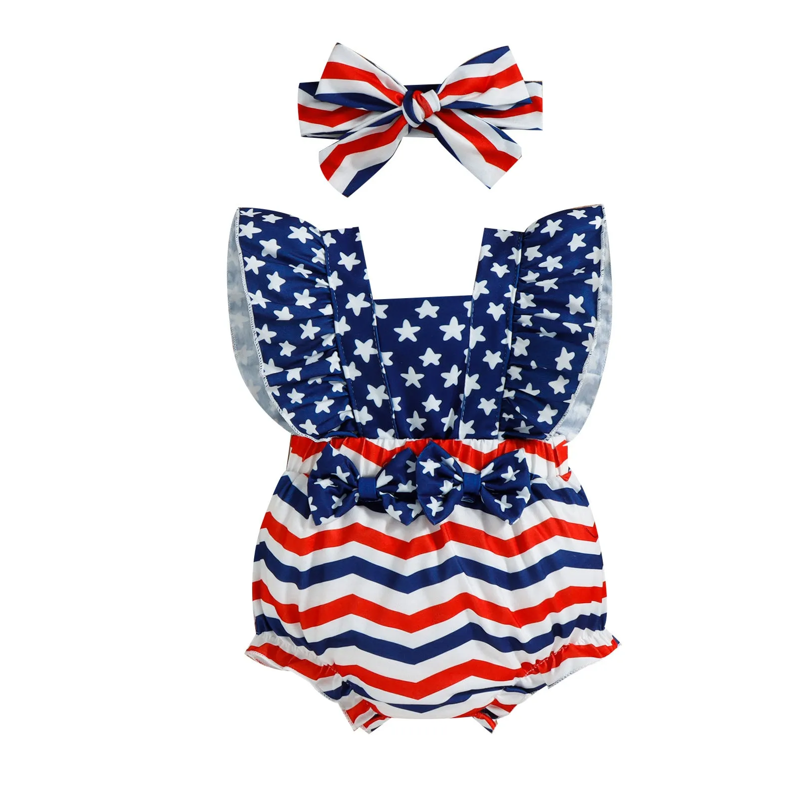 Red, White & Blue Double Butterfly Romper