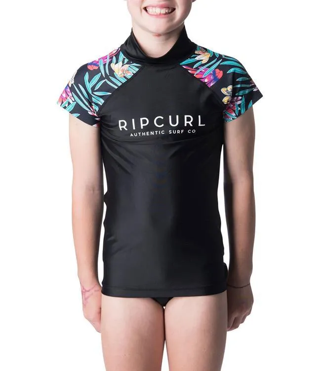 Ripcurl Breaker Girls Cap Sleeve UV Tee (2019) - Black