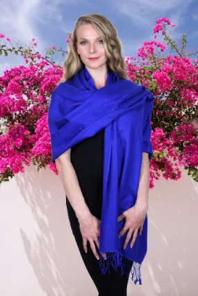 Royal Blue Pashmina Shawl 70% Cashmere 30% Silk