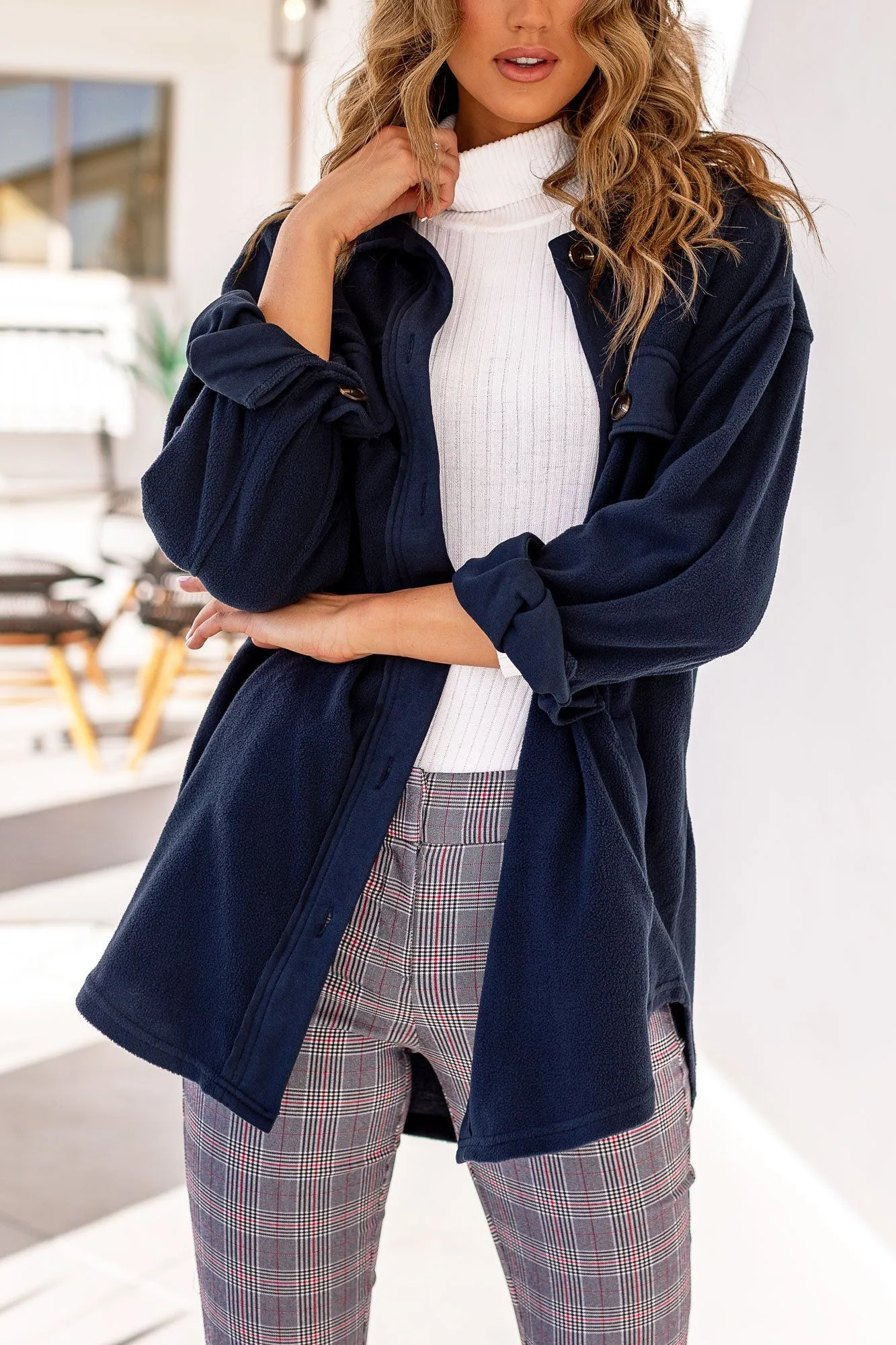 Ruby Navy Button Down Shacket