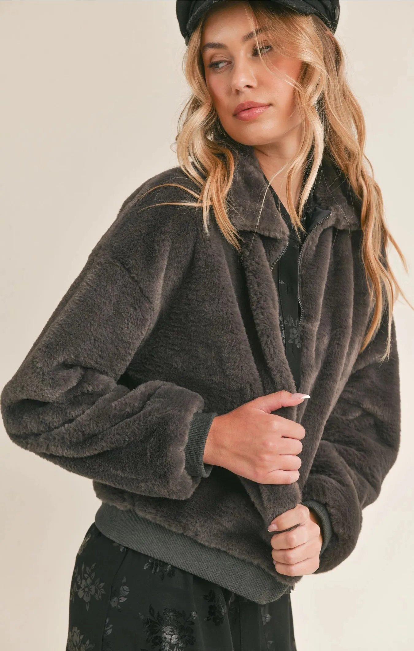 Sadie & Sage Nadine Faux Fur Bomber Jacket