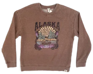 Salted Caramel Fireweed Scene Alaska Burnout Crew Sweater