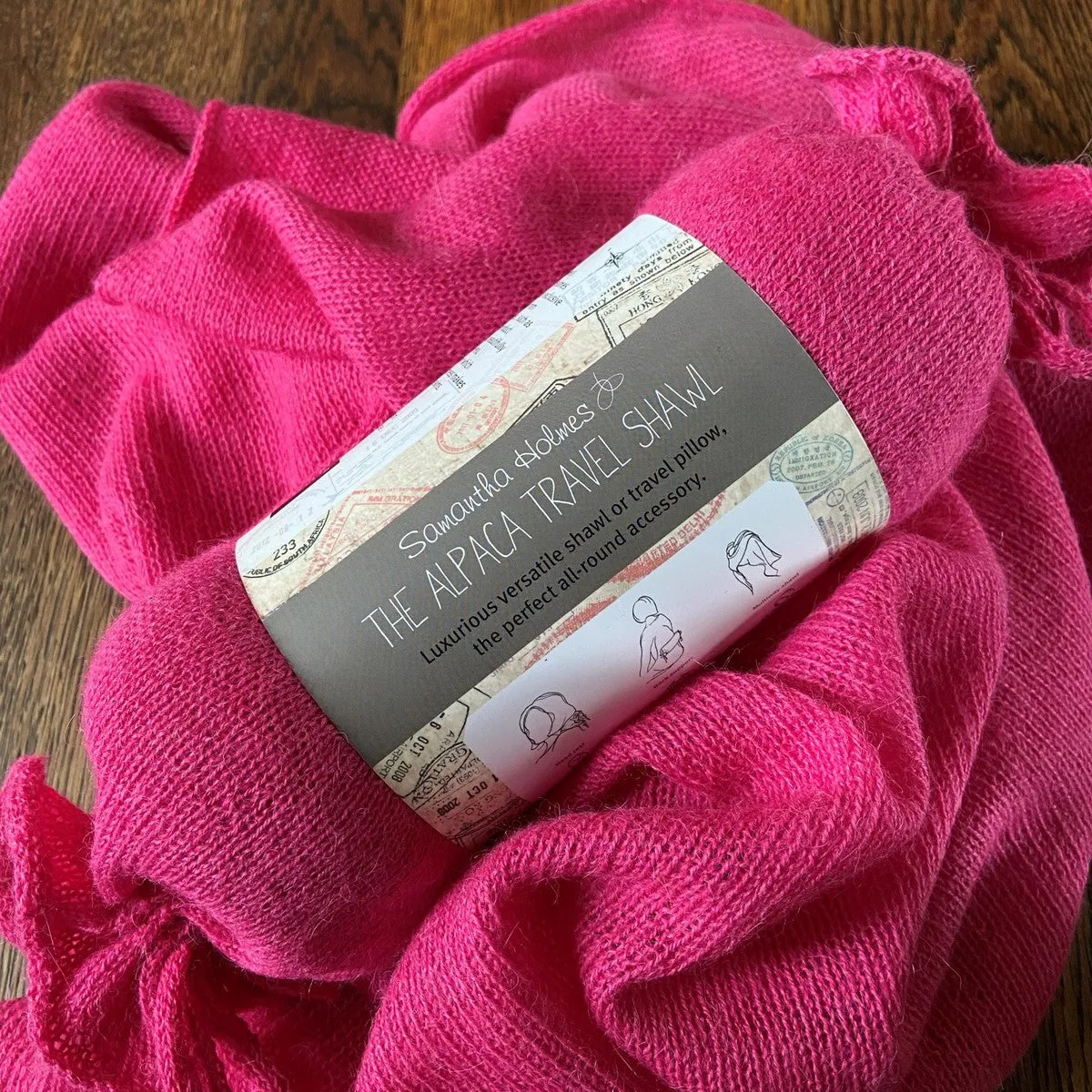 Samantha Holmes Alpaca Travel Shawl in Bag