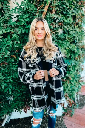 Shelly Plaid Shacket Black White