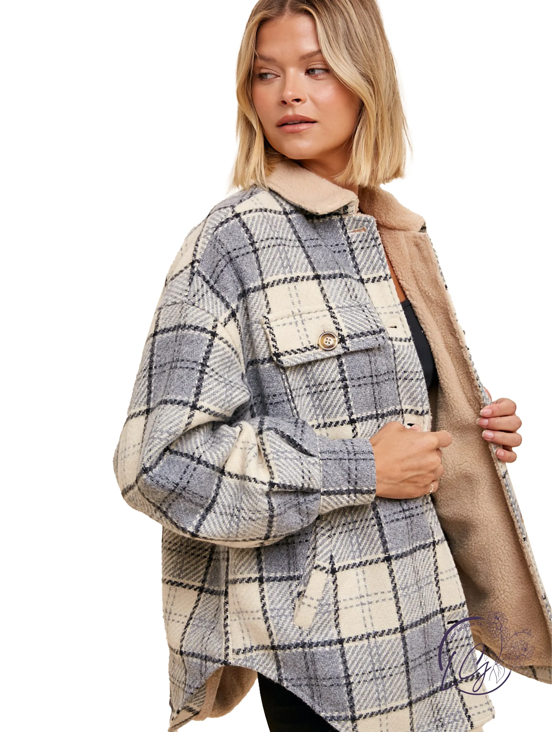 Sherpa Lined Plaid Button Down