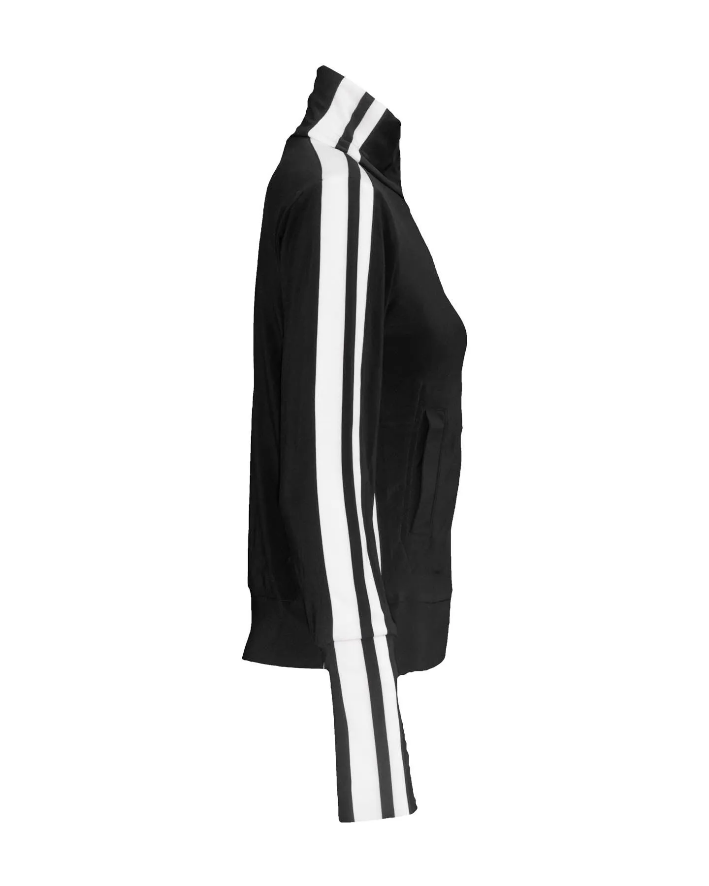 Side Stripe Zip Up Jacket Black